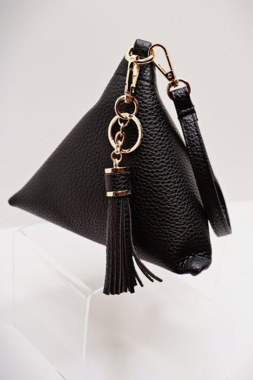 Black Pyramid Wristlet w/Tassel Keychain